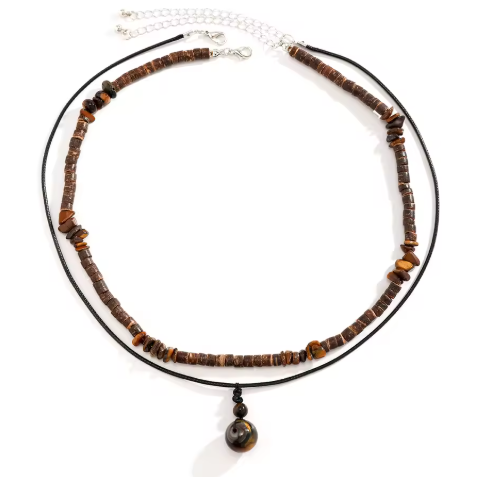 Collier bohème en bois naturel